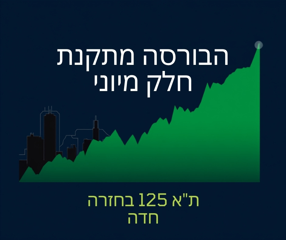 גרף ירוק עולה של הבורסה בתל אביב, הבורסה מתקנת חלק מירידת יוני